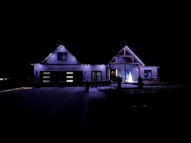 image from a permanent outdoor LED lighting system we installed for a client in Kingston, Ontario,Permanent Holiday lights, Christmas lights , pot lights , Gemstone lights , LED lights , Kingston Ontario, Lighting Kingston Ontario