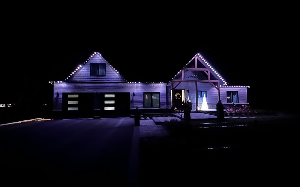 image from a permanent outdoor LED lighting system we installed for a client in Kingston, Ontario,Permanent Holiday lights, Christmas lights , pot lights , Gemstone lights , LED lights , Kingston Ontario, Lighting Kingston Ontario