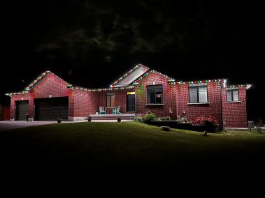 image from permanent outdoor Christmas LED lighting system we installed for a client in Belleville,Permanent Holiday lights, Christmas lights , pot lights , Gemstone lights , LED lights , Kingston Ontario, Lighting Kingston Ontario Ontario,Permanent Holiday lights, Christmas lights , pot lights , Gemstone lights , LED lights , Kingston Ontario, Lighting Kingston Ontario
