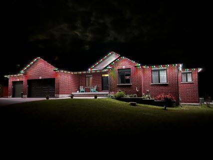image from permanent outdoor Christmas LED lighting system we installed for a client in Belleville,Permanent Holiday lights, Christmas lights , pot lights , Gemstone lights , LED lights , Kingston Ontario, Lighting Kingston Ontario Ontario,Permanent Holiday lights, Christmas lights , pot lights , Gemstone lights , LED lights , Kingston Ontario, Lighting Kingston Ontario