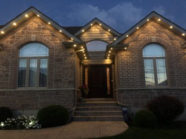 image from permanent outdoor Christmas LED lighting system we installed for a client in Greenwood Park, Ontario,Permanent Holiday lights, Christmas lights , pot lights , Gemstone lights , LED lights , Kingston Ontario, Lighting Kingston Ontario